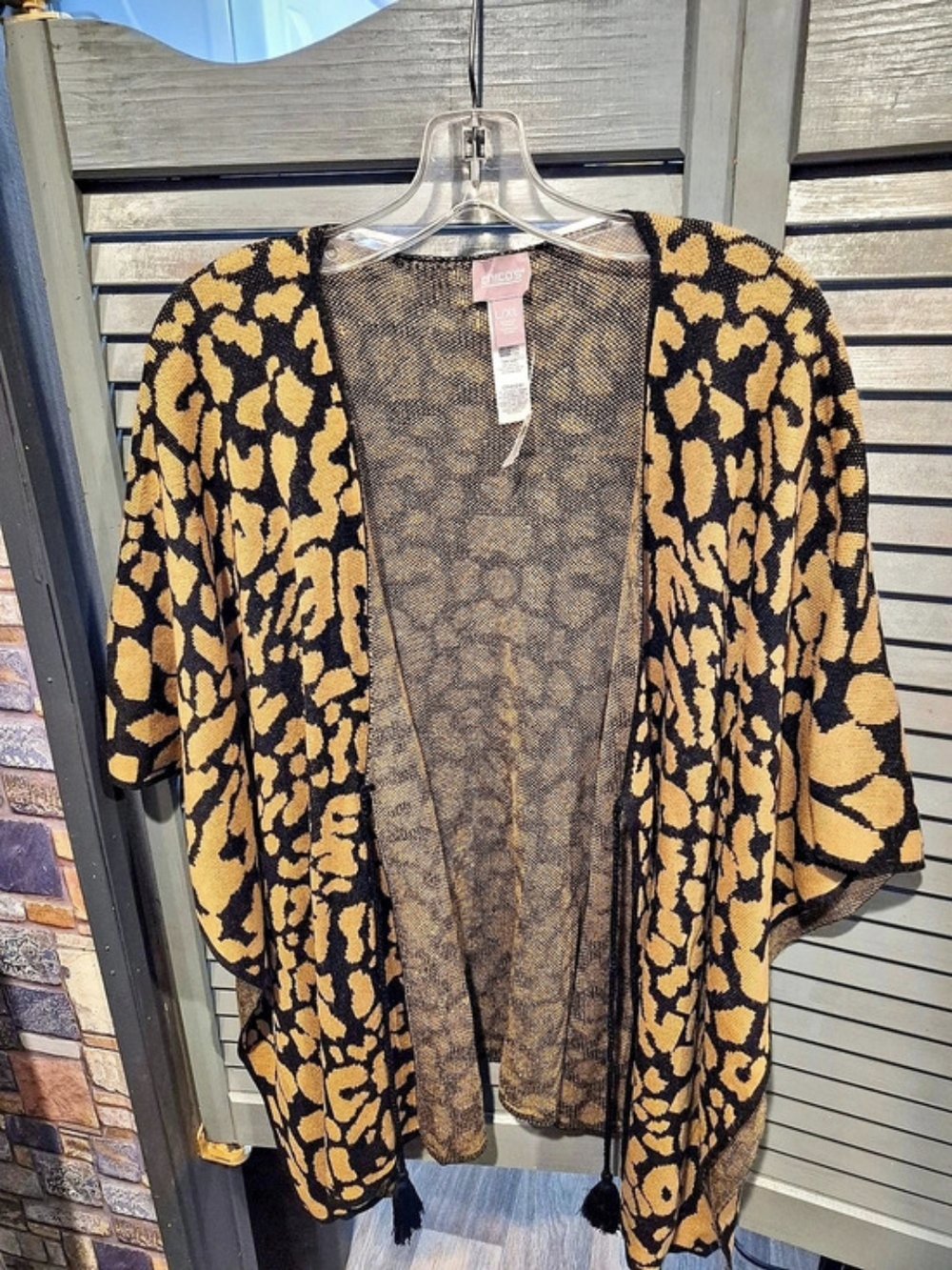 Chico's Animal Print Cardigan in Orange & Black NWT
